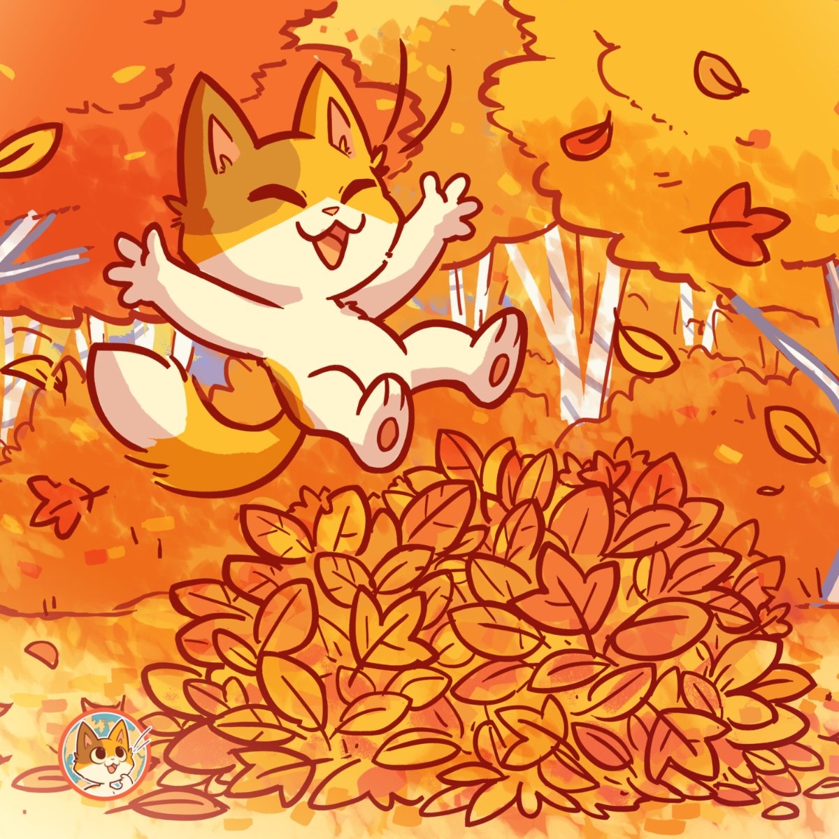 Fun Fall Leaf-Peeping Family Vacation Ideas - Keekee jumping in a pile of leaves