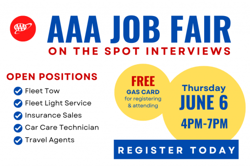 AAA Job Fair June 6  |  4-7pm  |  55 VanPatten Drive, Clifton Park